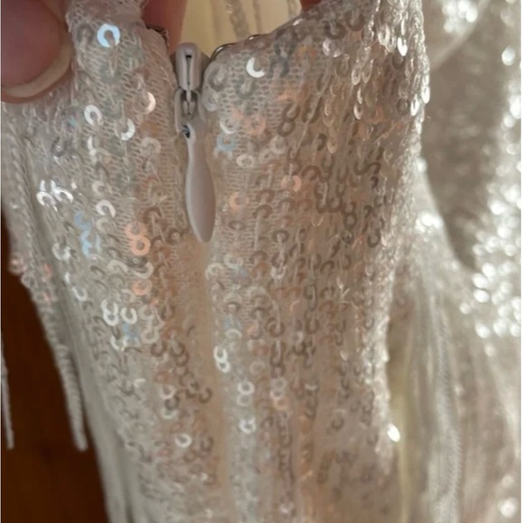 Badgely Mishka Fringed Sequin One-Shoulder Dress - Picture 4 of 12